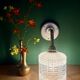 Vintage globe angled wall light in white and clear glass