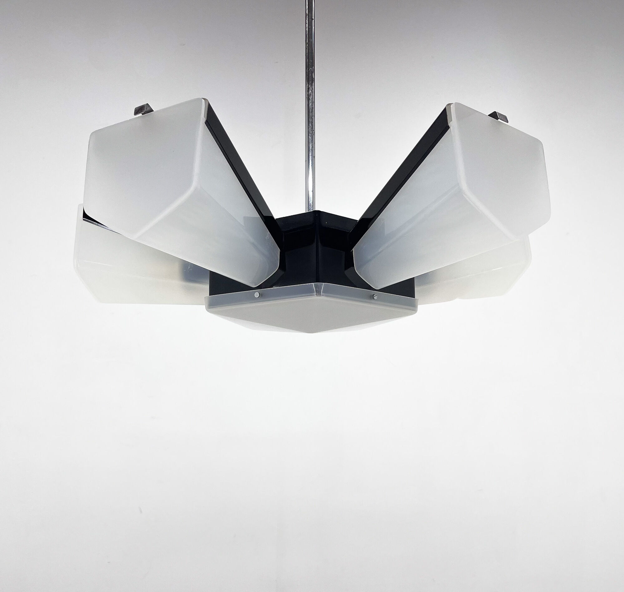 Mid-Century Plastic and Metal Chandelier by Lidokov, Czechoslovakia