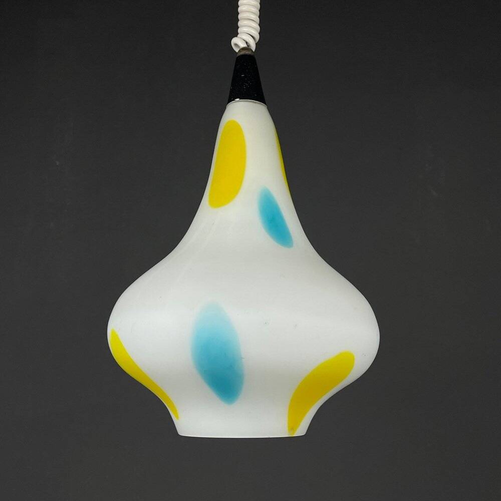 Mid-Century Multicoloured Opaline Glass Pendant Lamp by Stilnovo, Italy, 1950s