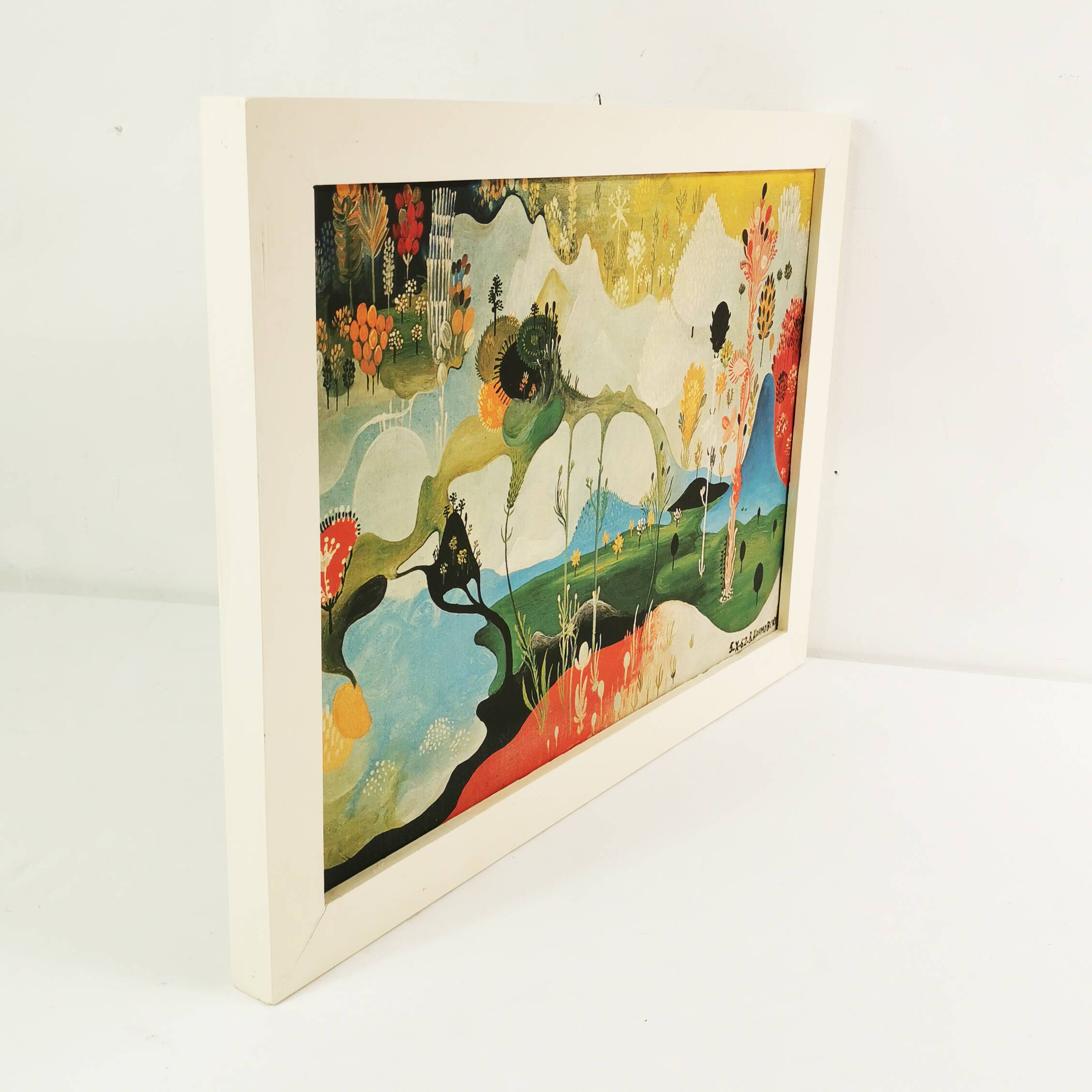 Vangel Naumovski, surrealist composition, print on canvas, 1960s-1970s