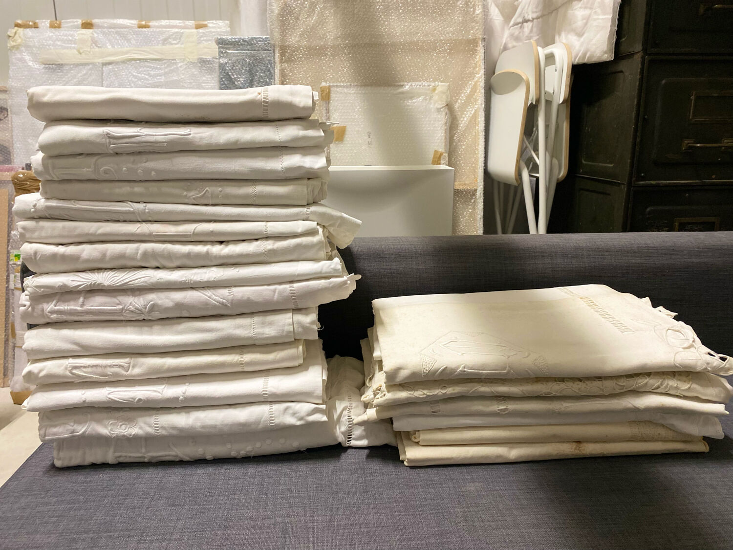 Antique embroidered sheets