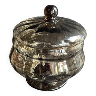 Covered pot – Smoked blown crystal – Daum-Nancy