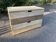 Commode en pin patiné crème, bleu foncé, 2 tiroirs