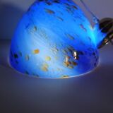 Suspension  en verre moucheté  bleue