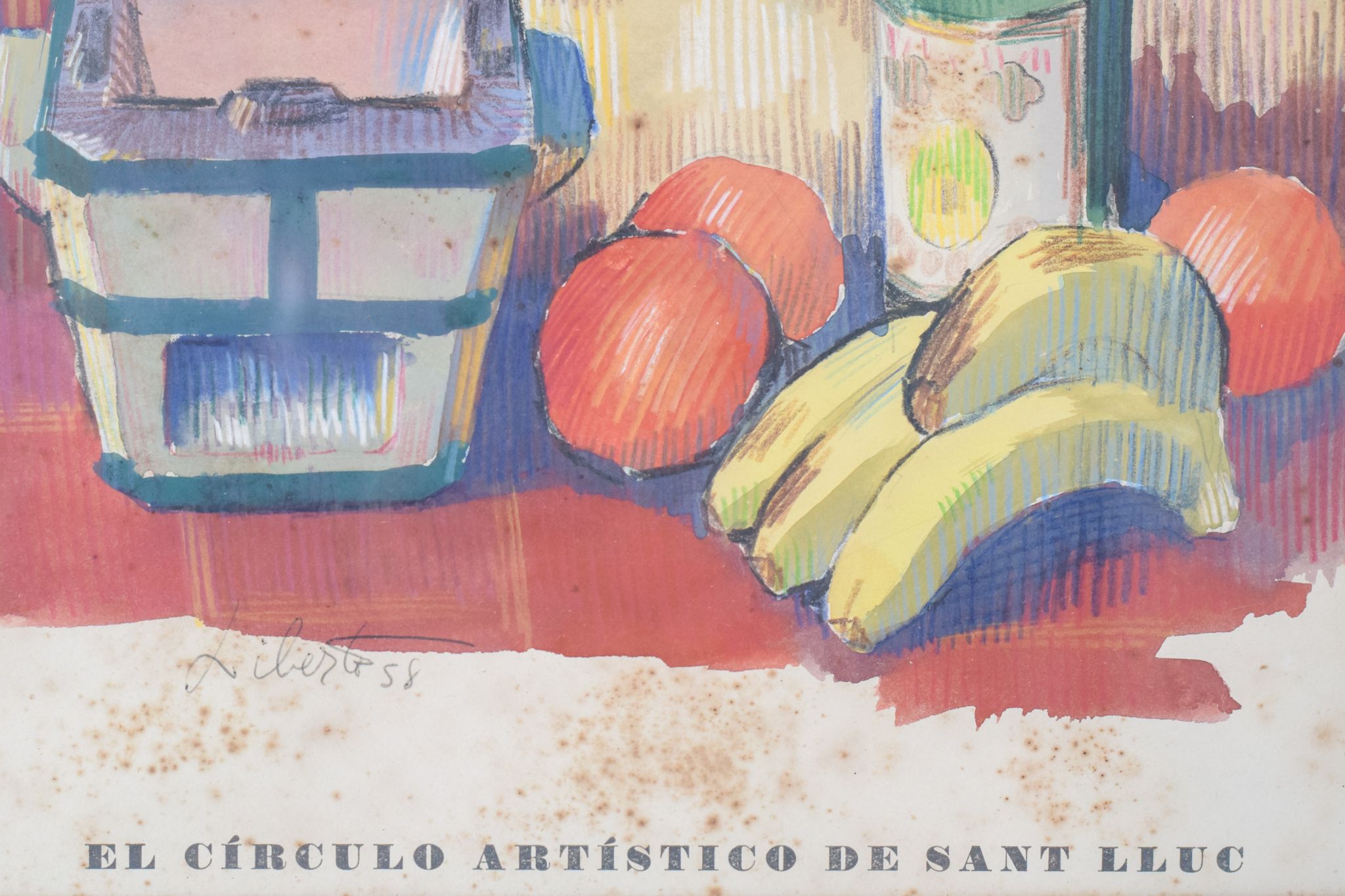 Lithographie de nature morte 'el círculo artístico de sant lluc'