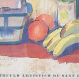 'el círculo artístico de sant lluc' - still life lithograph