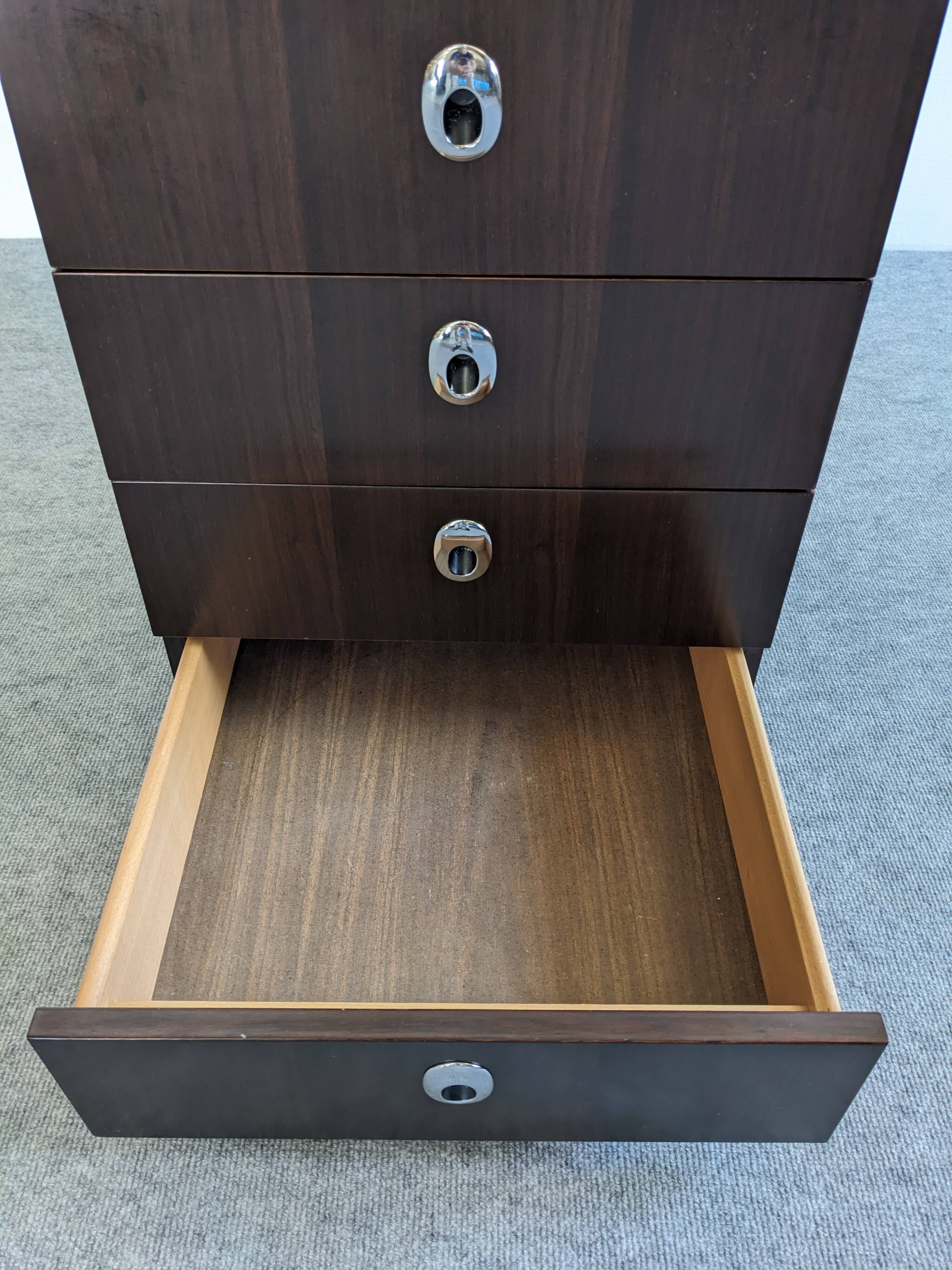 Caisson de bureau à roulettes en palissandre, années 70-80