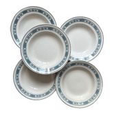 5 assiettes creuses en terre de fer Pasteur Moulin des Loups & Hamage