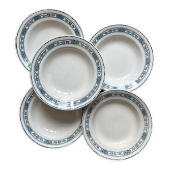 5 deep iron earthenware plates Pasteur Moulin des Loups & Hamage