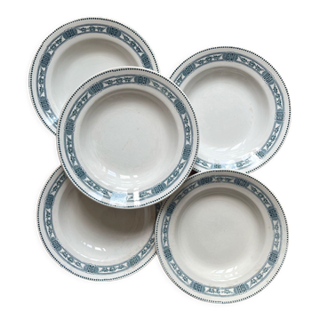 5 Pasteur Moulin des Loups & Hamage ironstone soup plates
