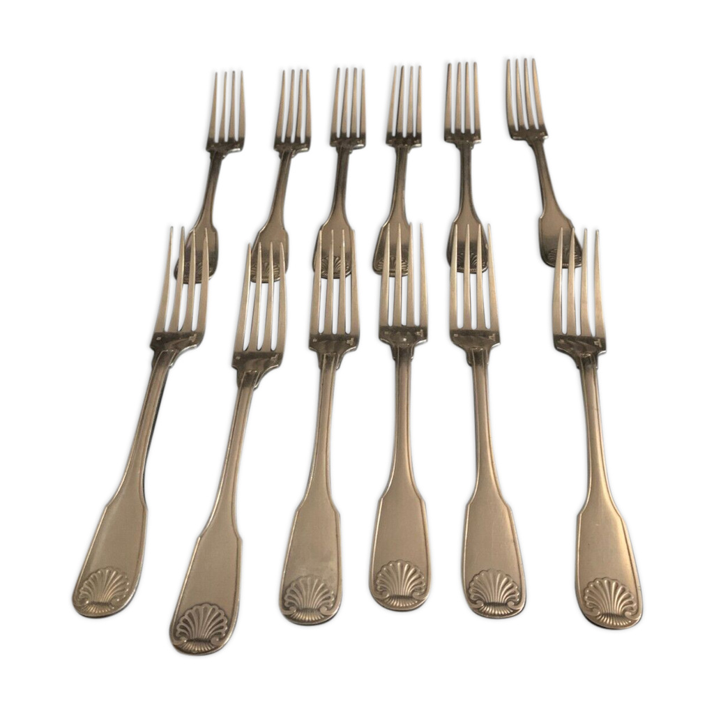 4 Petites Fourchettes CHRISTOFLE Modèle Coquille Vendôme – Métal Argenté 17 Cm – Occasion Bel état