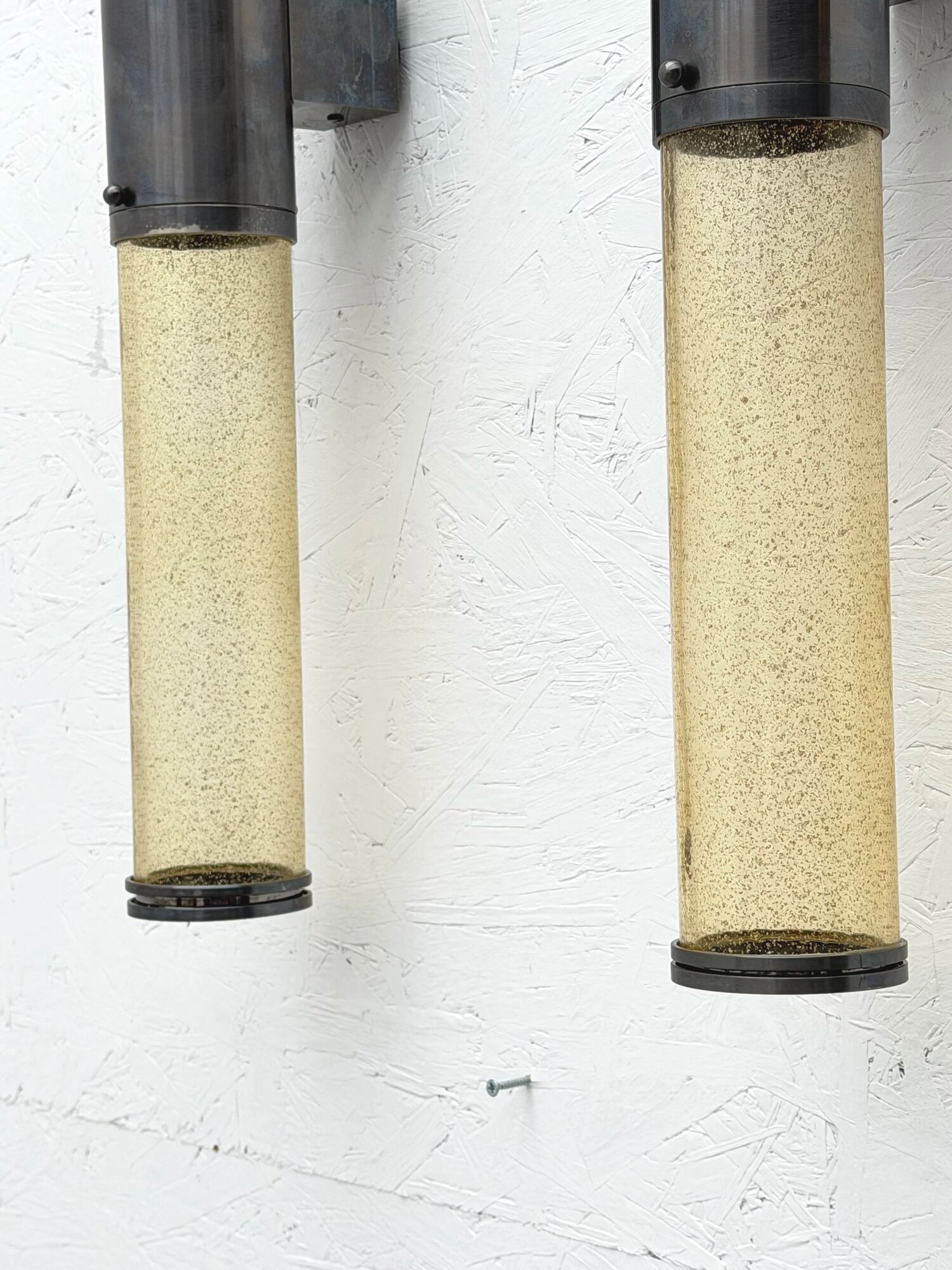 Pair of metal and Murano glass wall lights, 1980