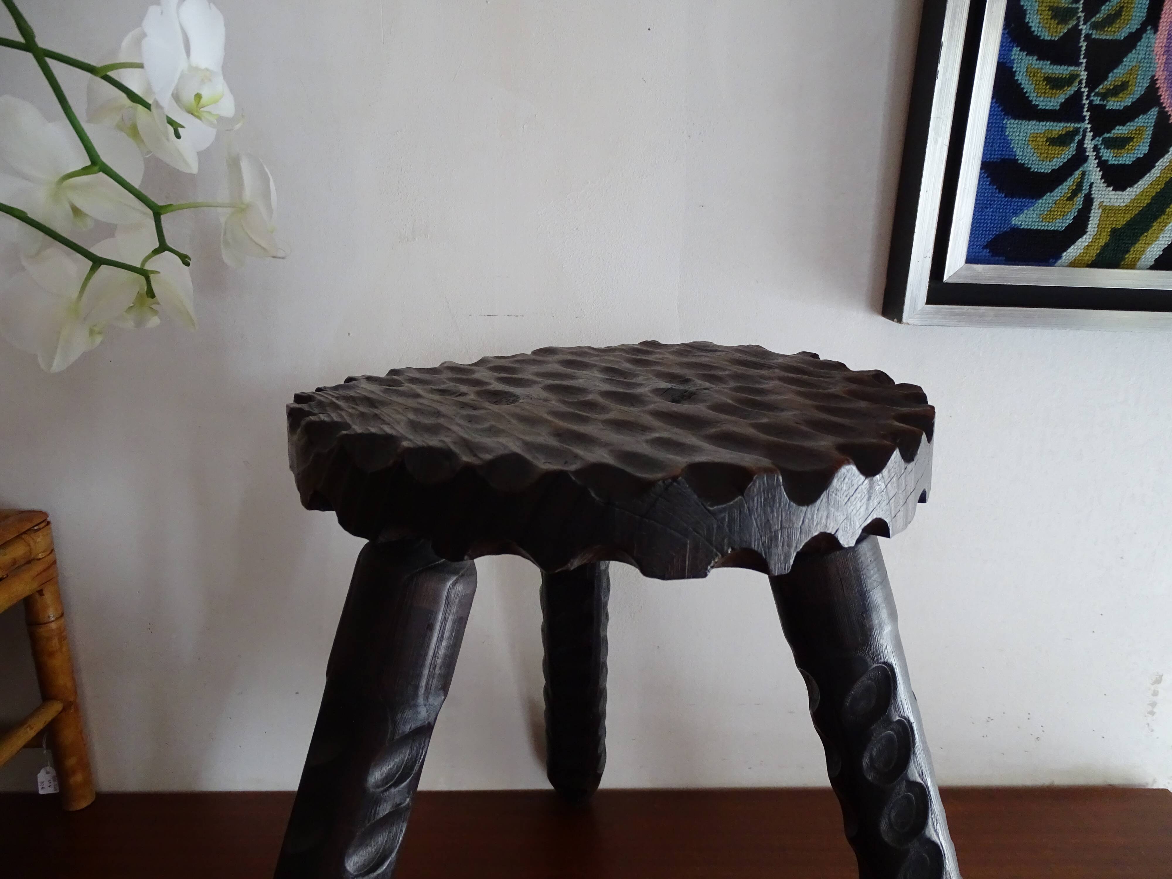 Vintage wooden tripod foot stool