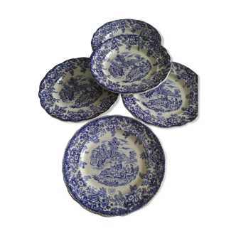 Lot of 5 deep plates in Sarreguemines earthenware