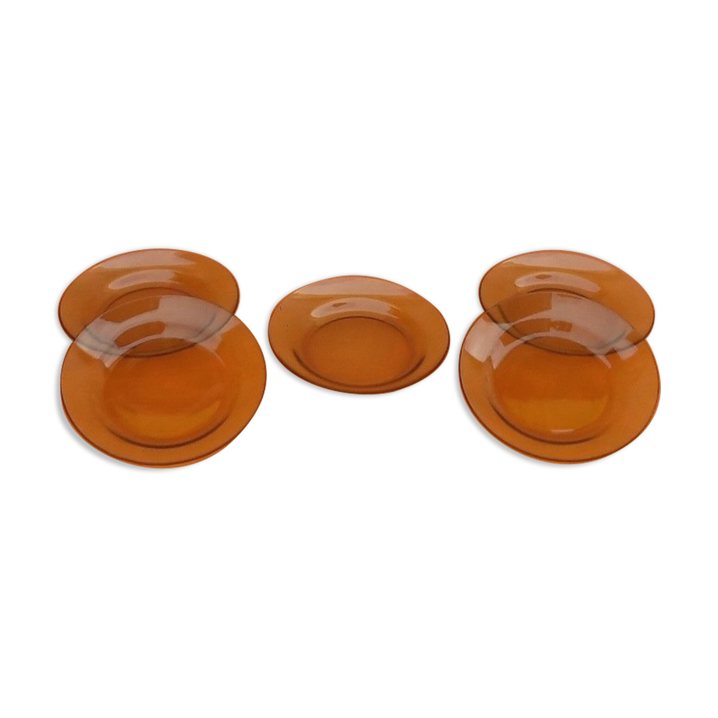 1980s Suite of 5 hollow plates Amber glass Pasari Indonesia PR-901