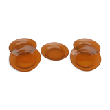 1980s Suite of 5 hollow plates Amber glass Pasari Indonesia PR-901