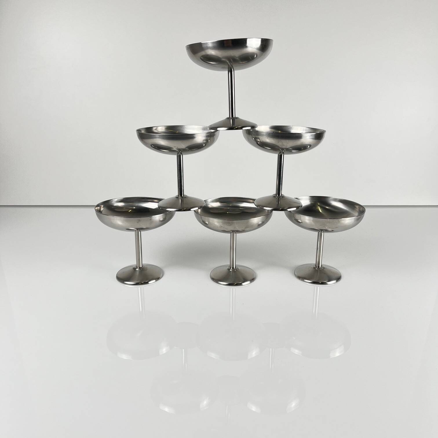 Set de 6 coupe à glace / champagne en inox, Guy Degrenne