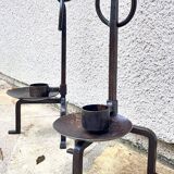 Vintage brutalist steel candle holder