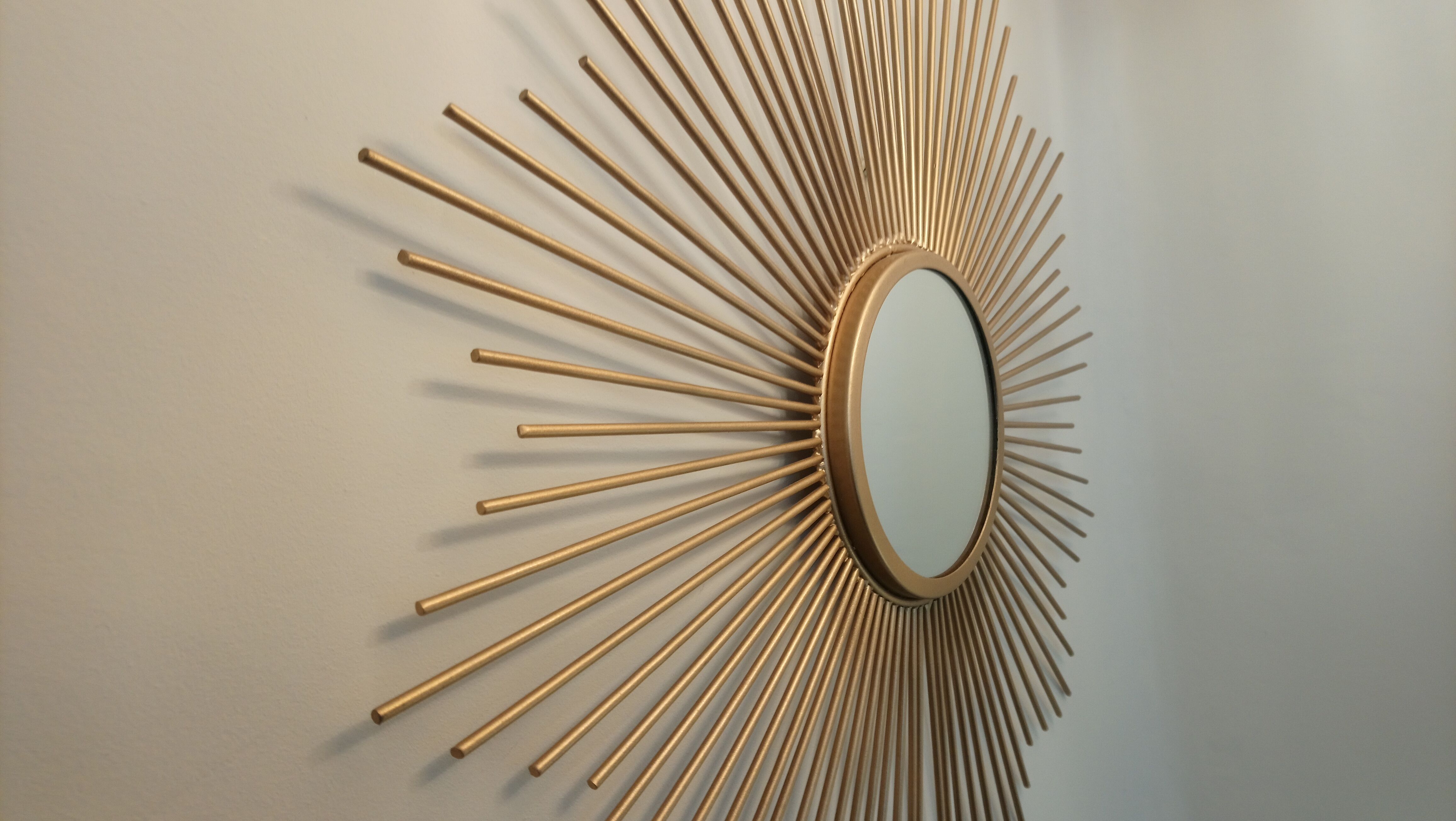Vintage sun mirror in gold metal 55cm