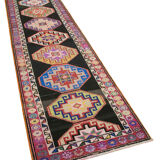 Handwoven anatolian multicolor runner rug 87 cm x 330 cm