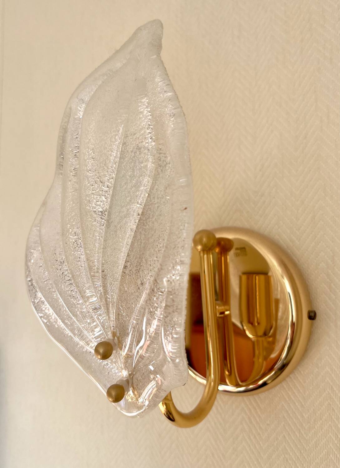 Murano Murano glass leaf wall lights 2 pairs offered.