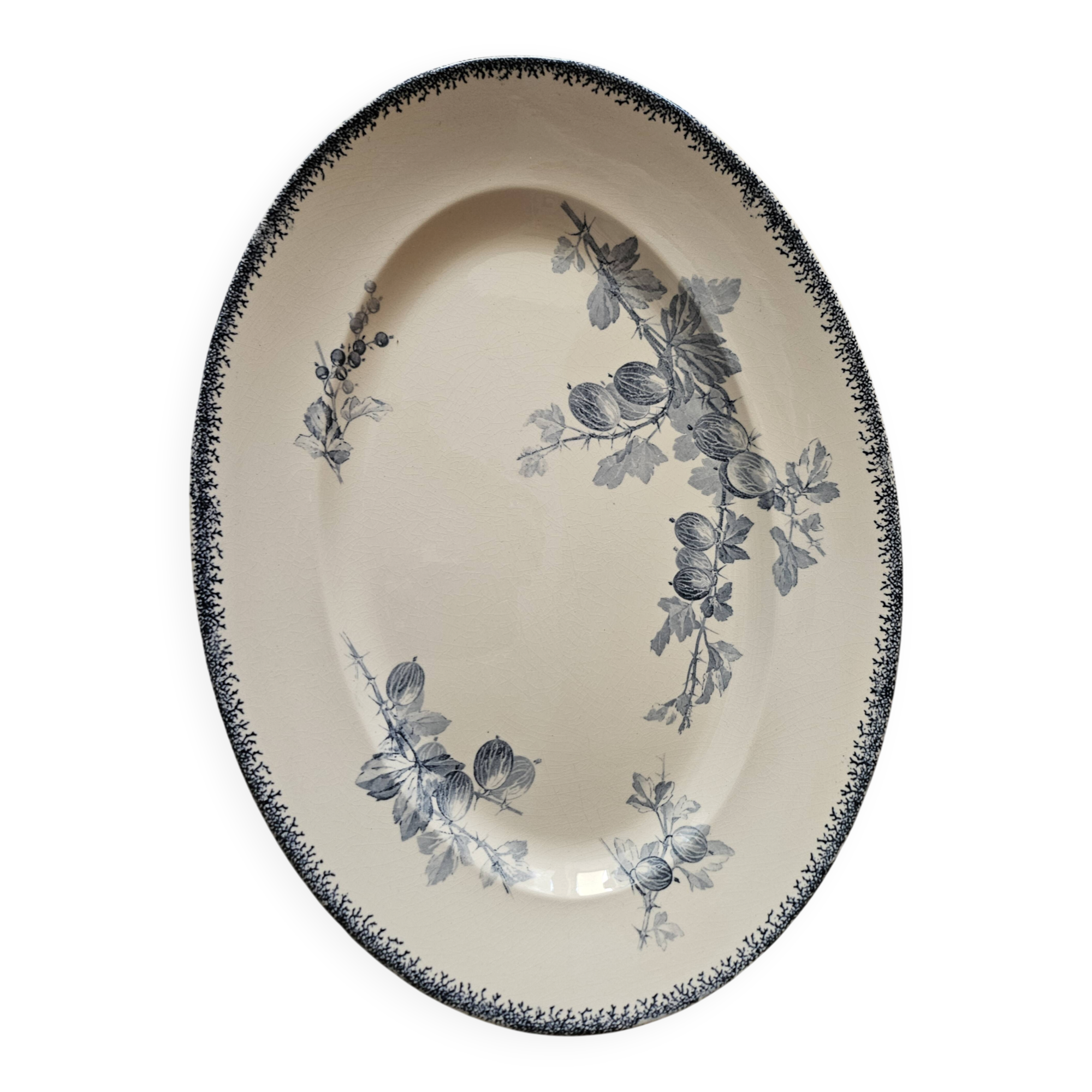 Grand plat ovale ancien Sarreguemines – modèle Goseilles