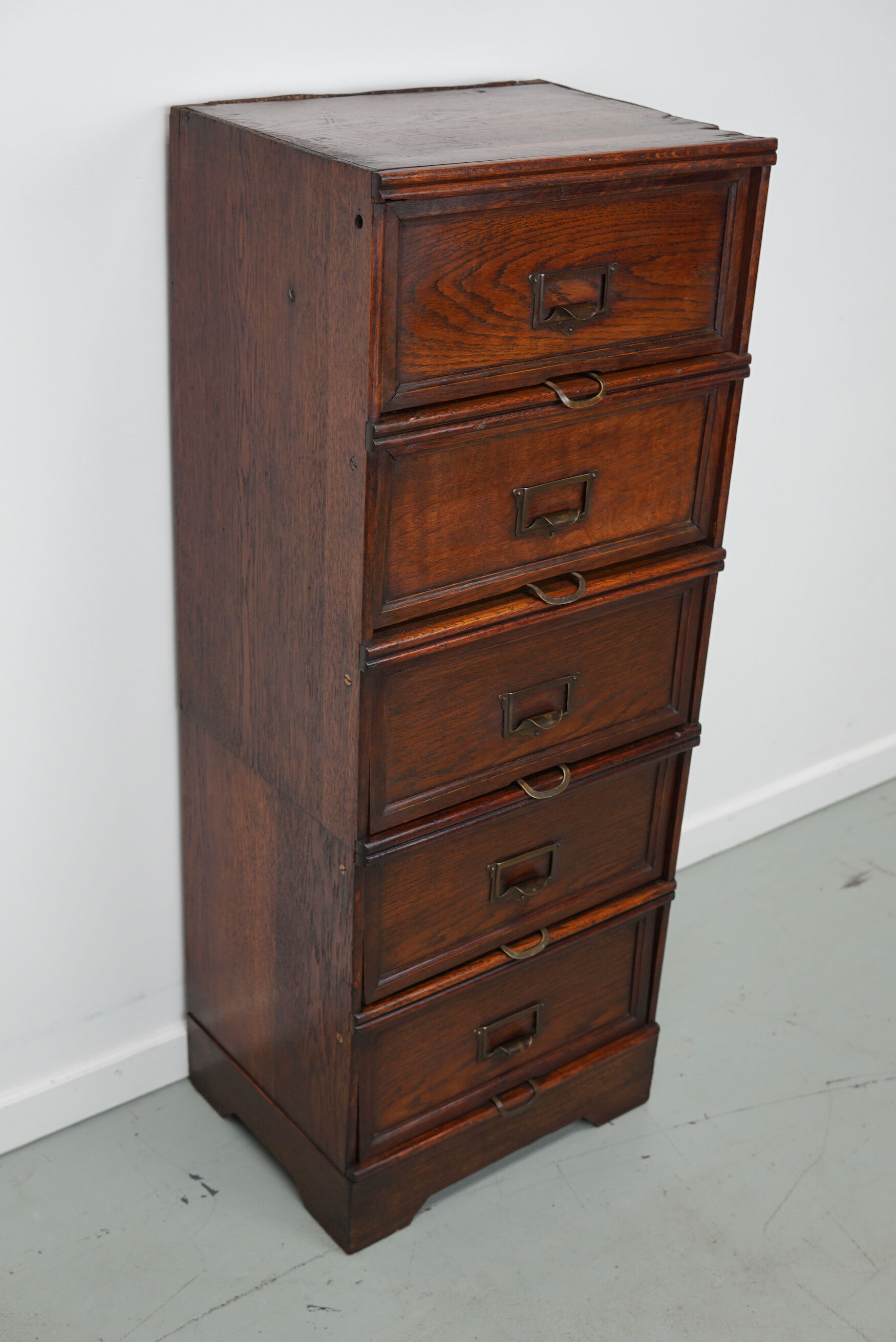 Belgian oak apothecary / filing cabinet folding doors, 1920/30s