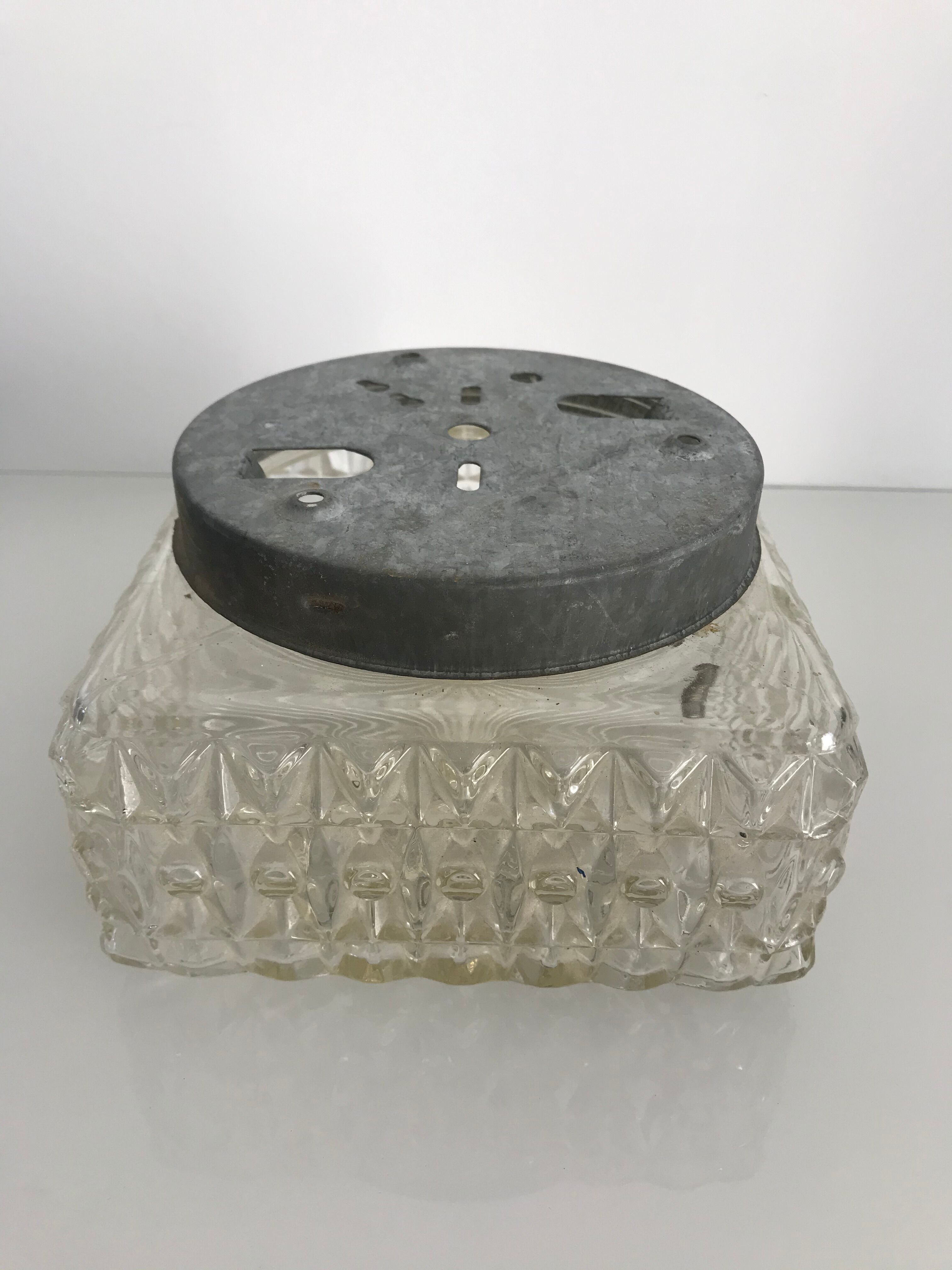 Square ceiling light in chiseled glass