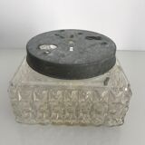 Square ceiling light in chiseled glass