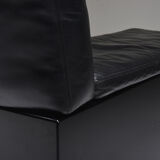 Black Leather Italian design Cini Boeri 'Brigadier' loveseats for Knoll - 1980s