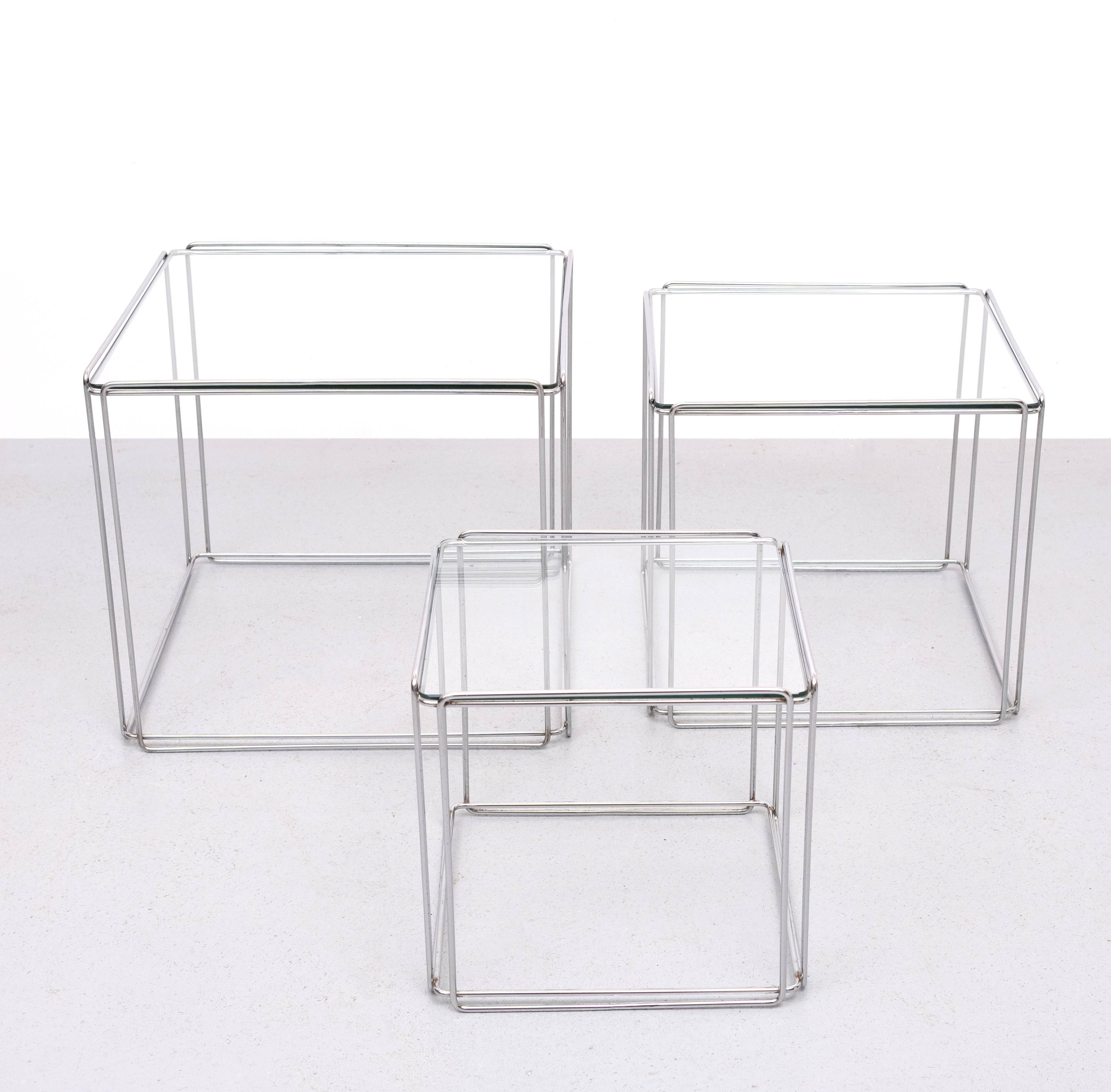 Isocèle Chrome Nesting Tables Max Sauze, 1970s France