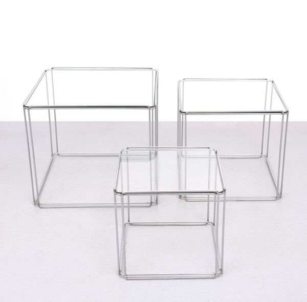 Tables gigognes Isocèle Chrome Max Sauze, 1970 France
