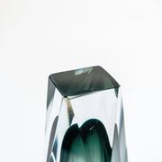 Vintage Geometric Vase in Grey "Sommerso" Murano Glass, Flavio Poli Style