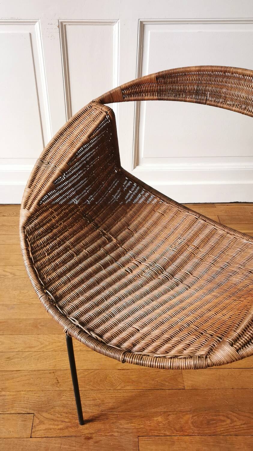 Rush rattan armchair, design by Maurizio Tempestini for Rima, 1960.