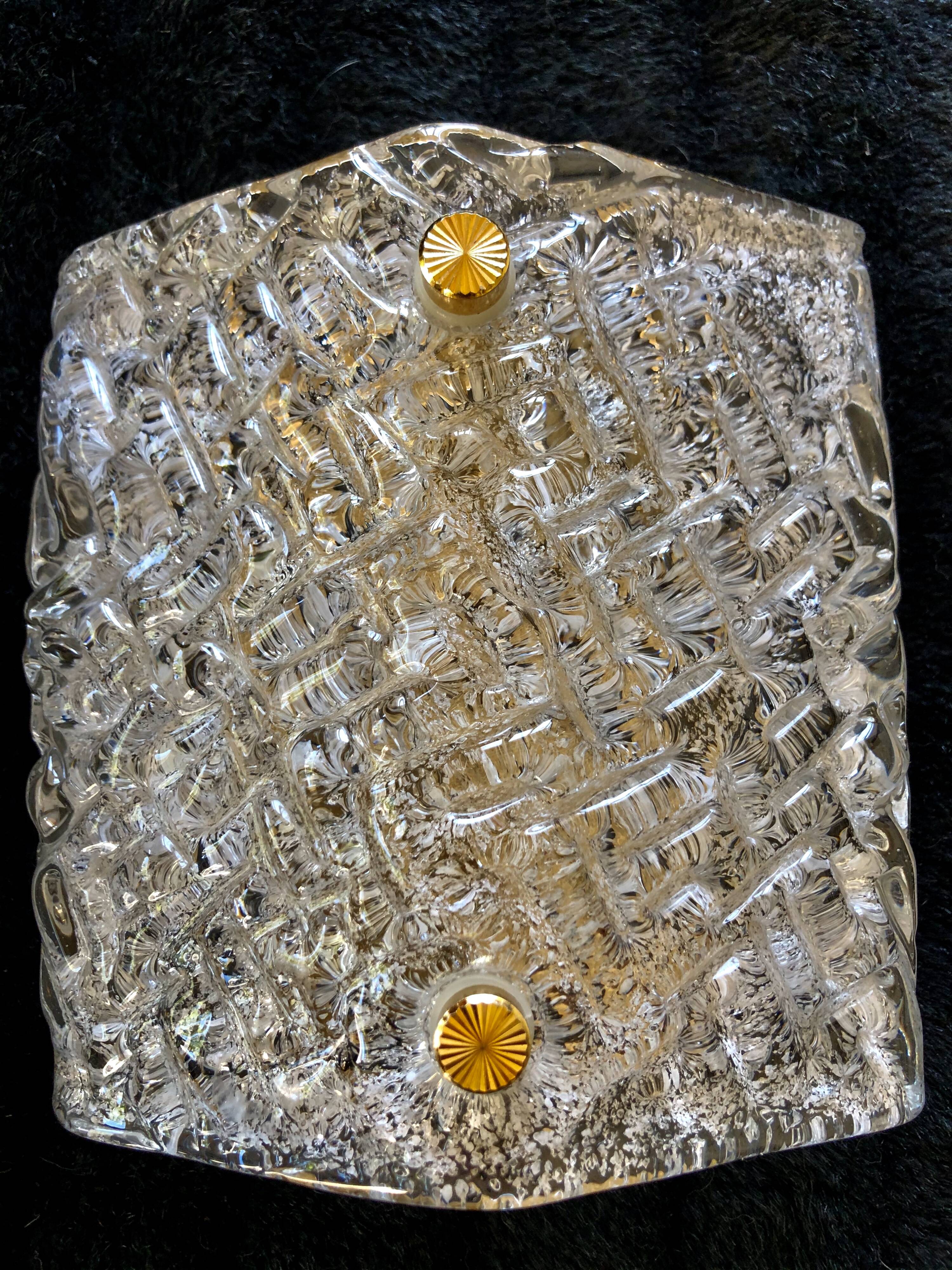 Barovier pair of glass wall light golden structure