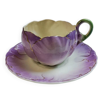 Tasse et soucoupe fleur KG Lunéville