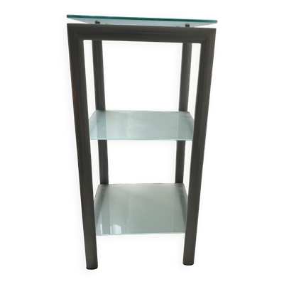 Meuble d’appoint à 3 étagères en métal et verre