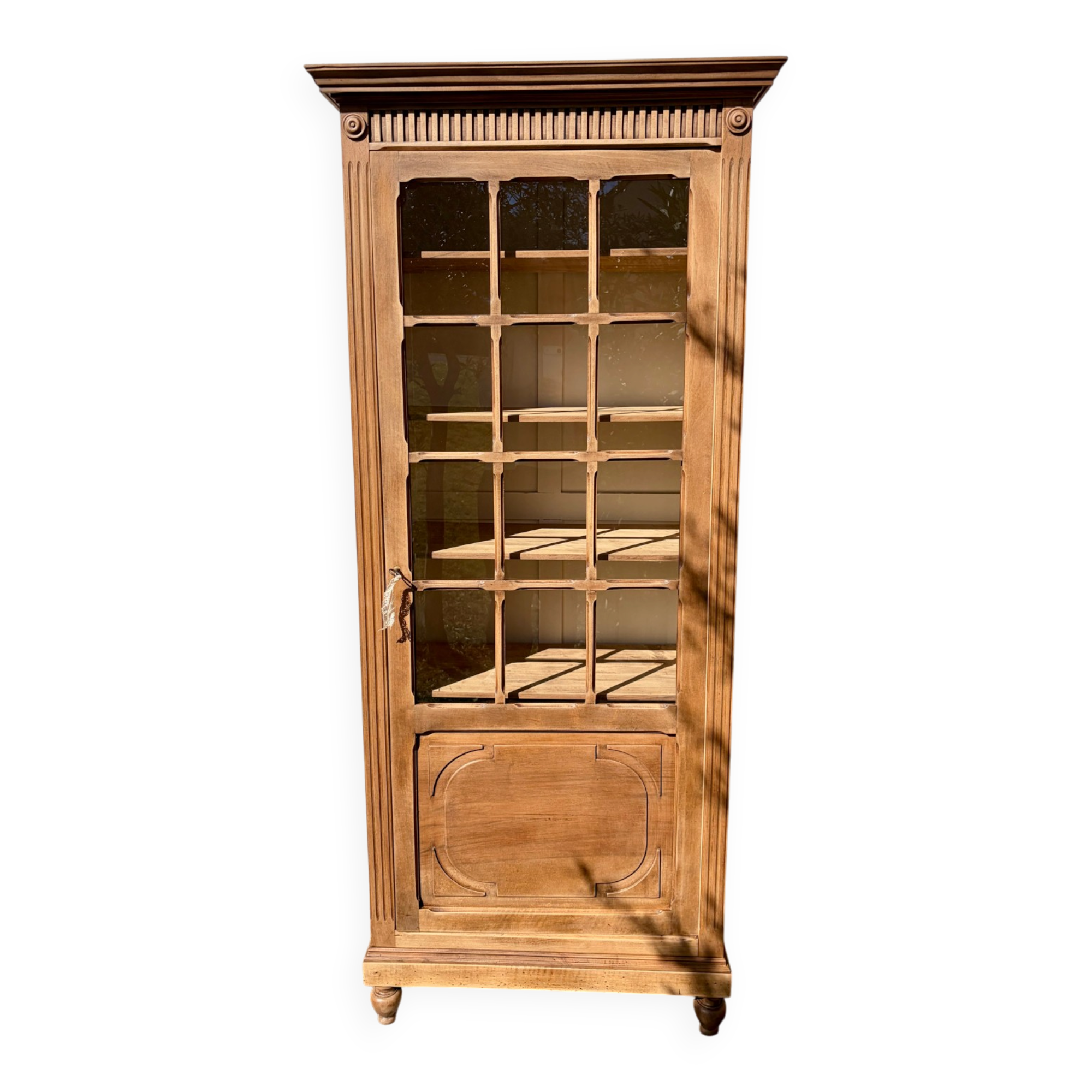 Raw wood display cabinet