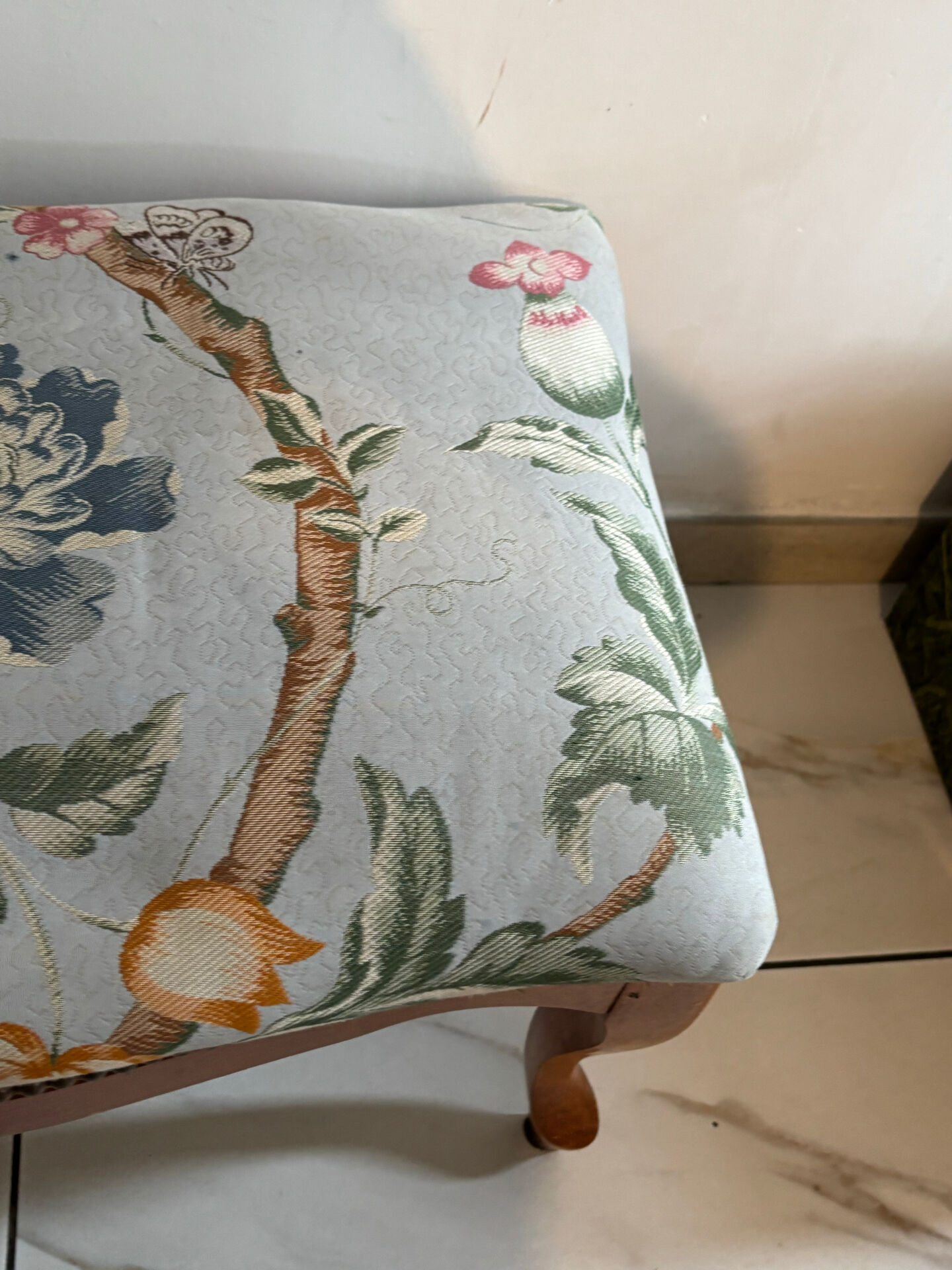 Louis XV style footstool with floral pattern