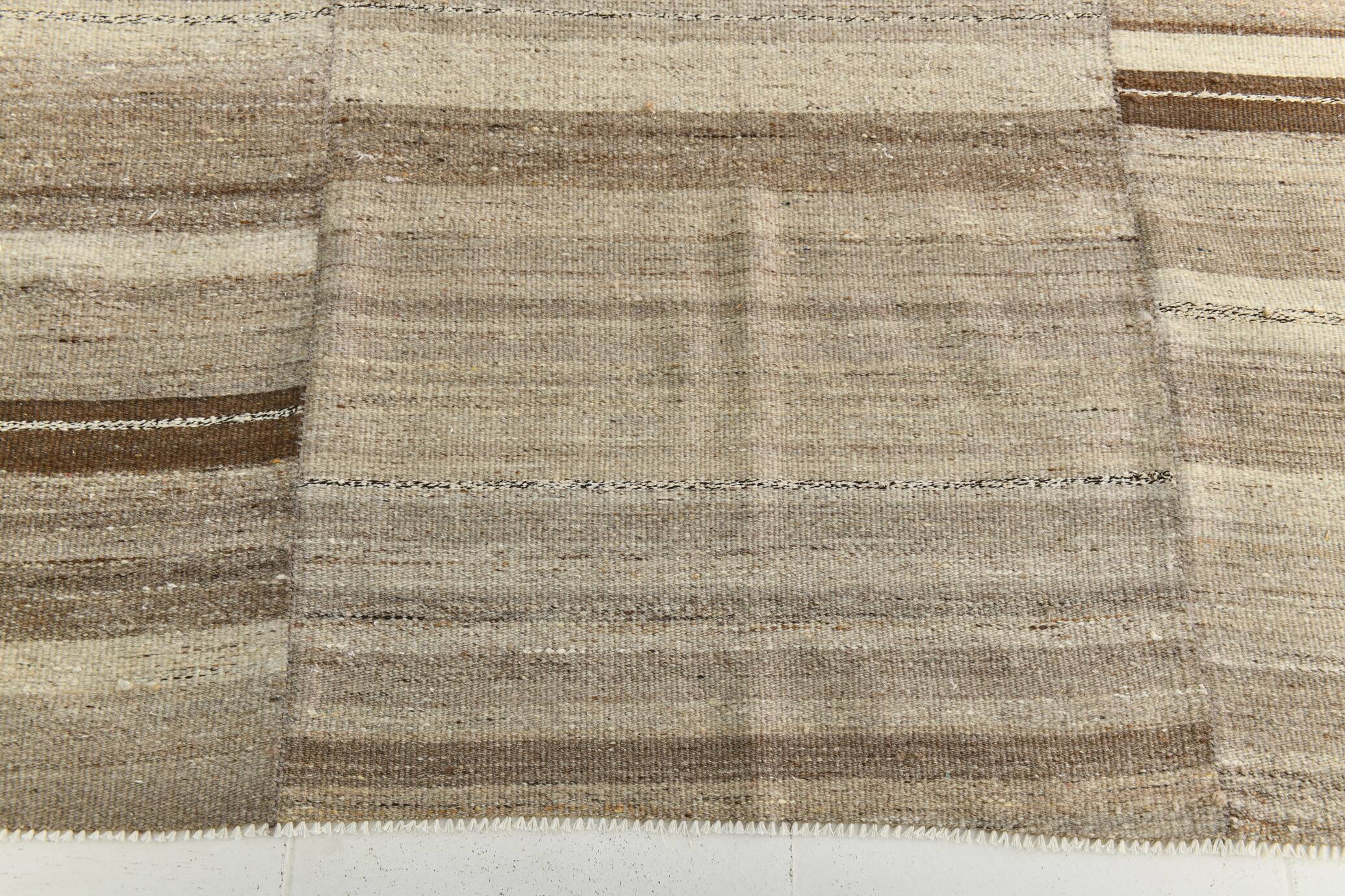 8x10 Kilim Brown & Cream Contemporary Kilim Rug, 233x293Cm