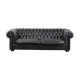 Black chesterfield 3-seater sofa made of cowhide leather in English style