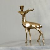 Vintage brass stag candlestick holder