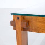 Square oak coffee table, Italy - 1970s