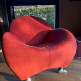 Papageno armchair leolux nubuk carmine red