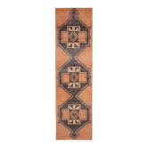 Vintage Turkish Hand-Knotted Wool Cotton Orange Runner Rug 96x348