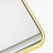 Large heavy long Mid Century brass wall mirror by Münchner Zierspiegel