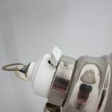 1950s Industrial Chrome & Wood Table Lamp with Ceramic Switch, Czechoslovakia
