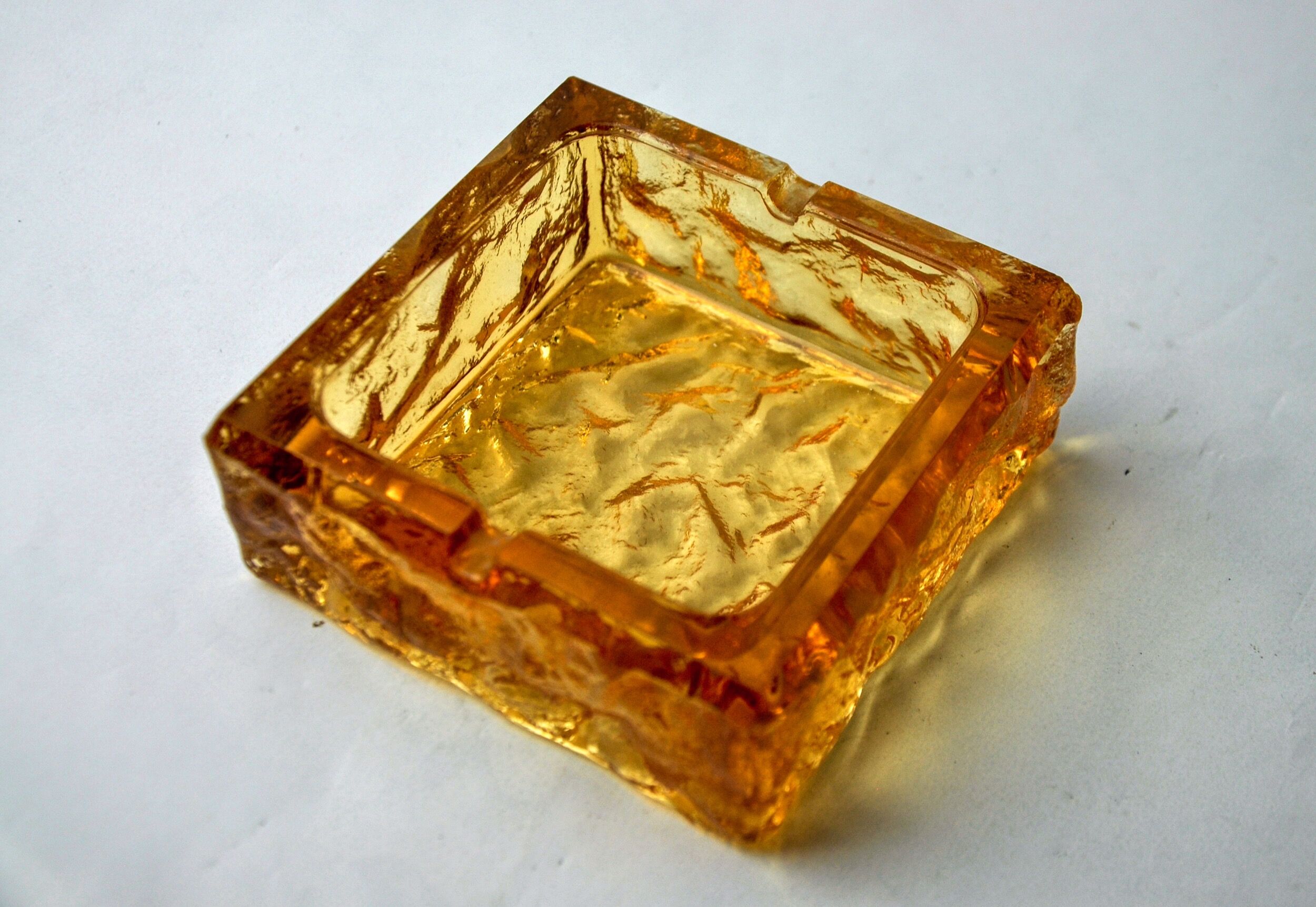 Cendrier orange par Antonio Imperatore, verre de murano, italie, 1970