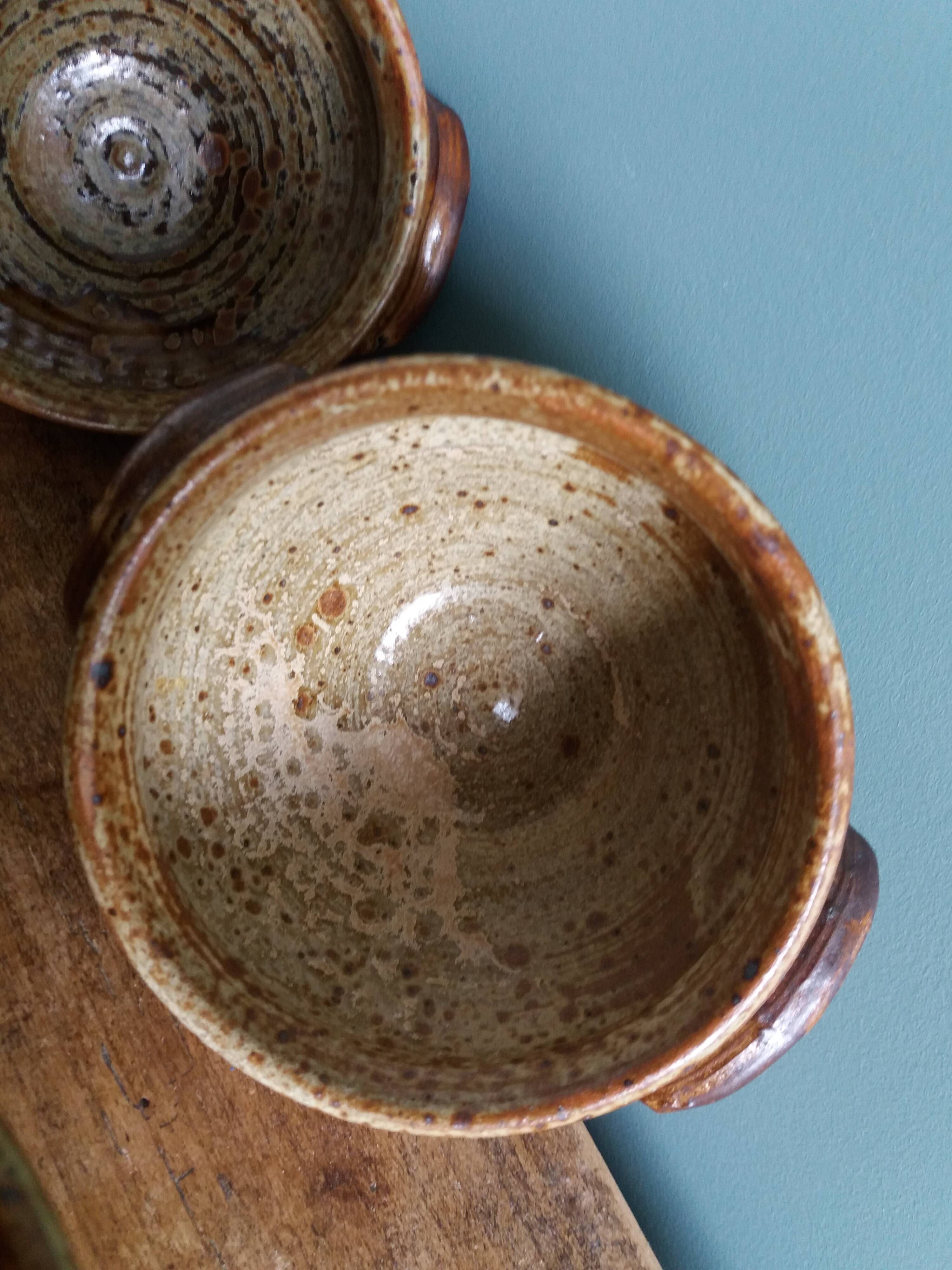 Soup bowls in Puisaye pyrite stoneware by Jean-Pierre Prud'homme