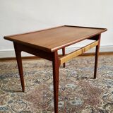 Scandinavian coffee table 60's teak and wicker